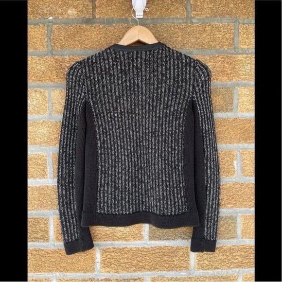 Rag & Bone Black and Silver Paula Knit Leather Trim Jacket XXS - Picture 8 of 11